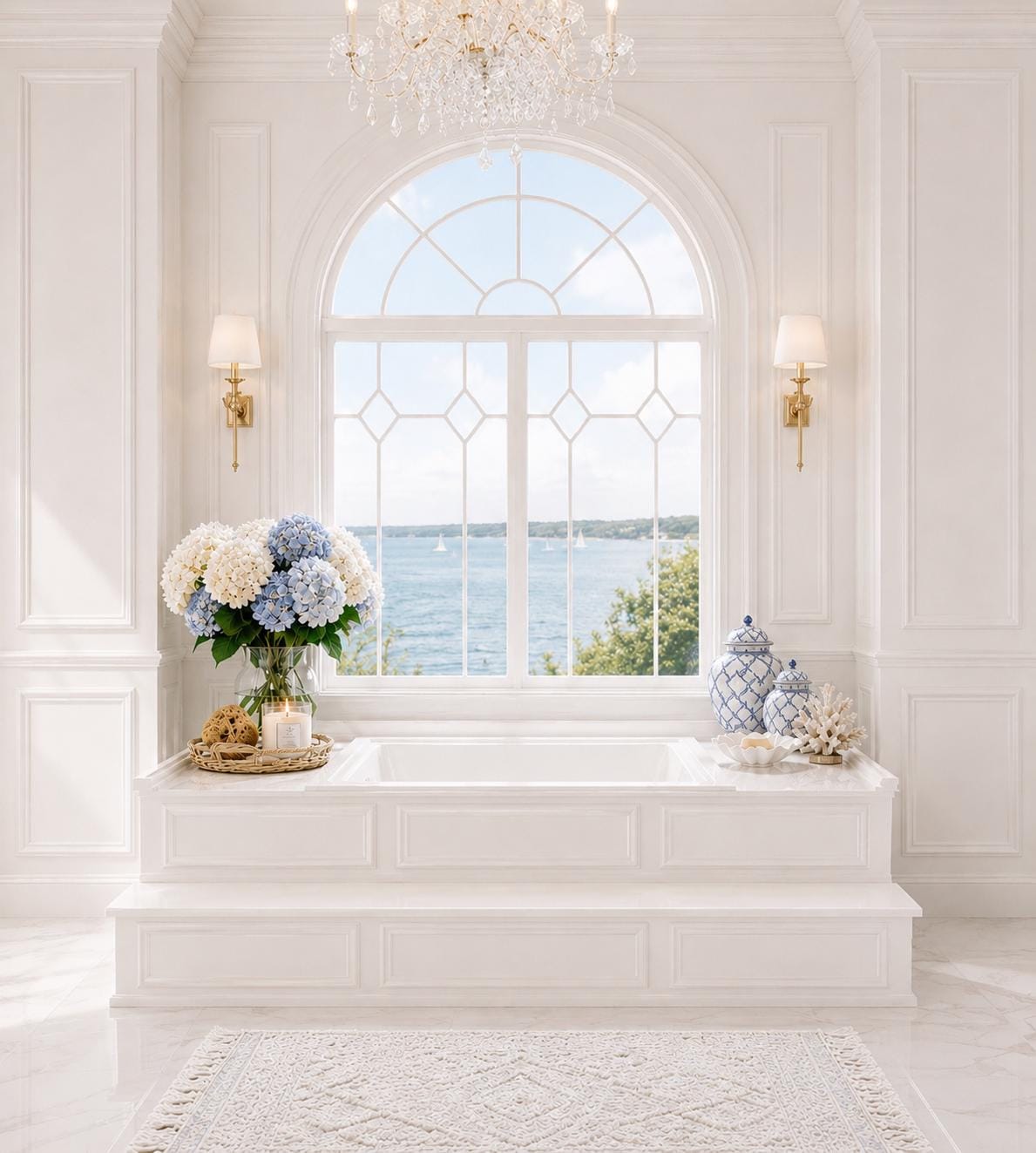Hamptons Window Seat | 1:12 Dollhouse Miniature Furniture | Coastal Built-In Bench Seat