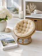 Dollhouse Papasan Chair Rare | 1:12 Hamptons Coastal Miniature Furniture | Rattan Lounge Chair in Sand