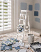 Hamptons Decorative Ladder | 1:12 Dollhouse Miniature Furniture | Coastal Ladder Shelf & Plant Display