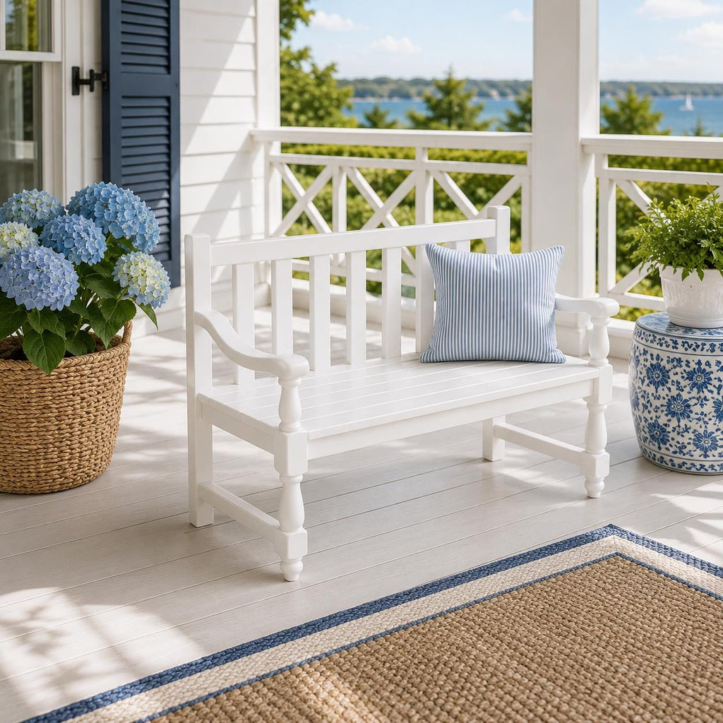 Dollhouse Bench Seat | 1:12 Hamptons Coastal Miniature Furniture | White Hallway Seat