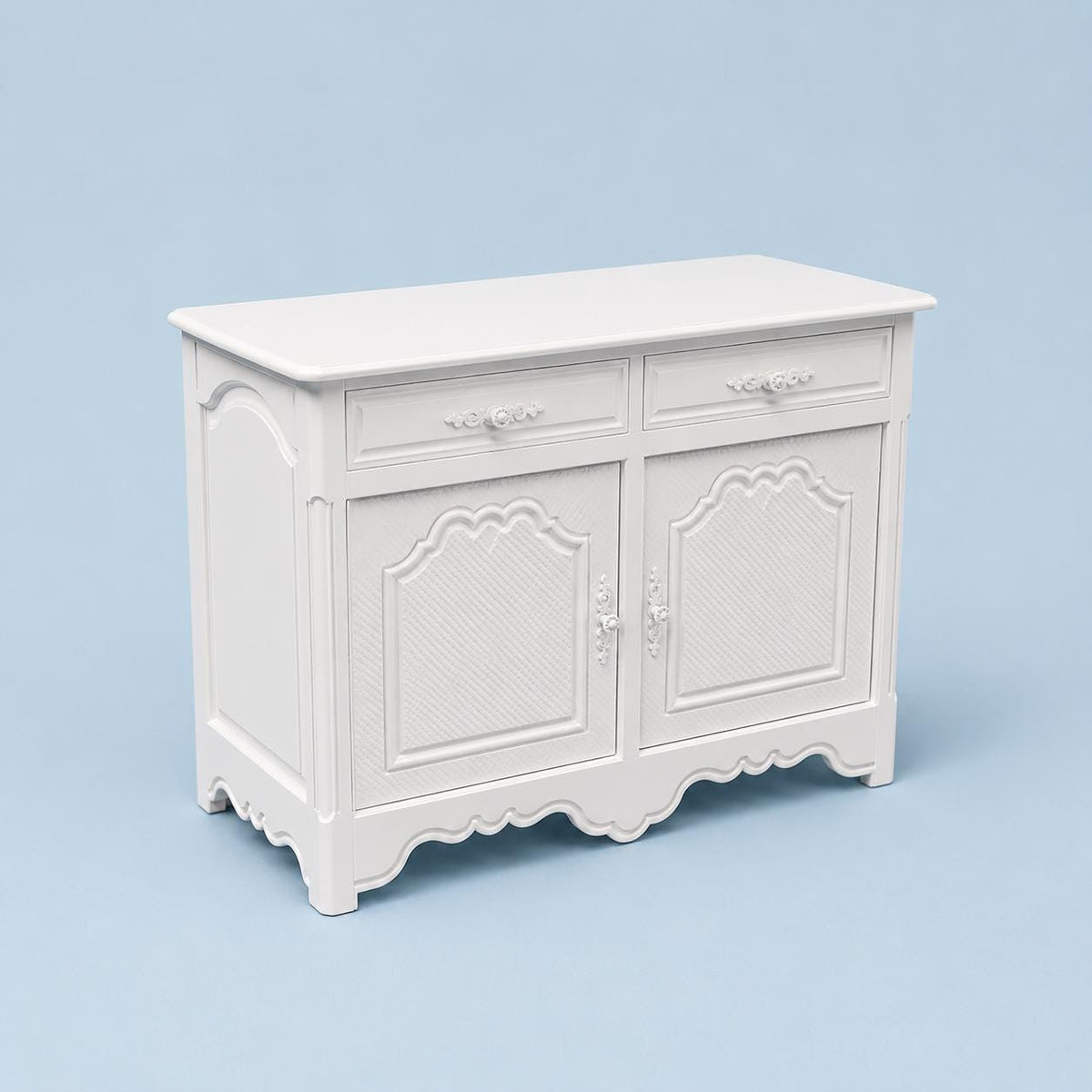 Hamptons Bedside Tables & Sideboard | 1:12 Dollhouse Miniature Furniture | French Coastal Cabinet Set