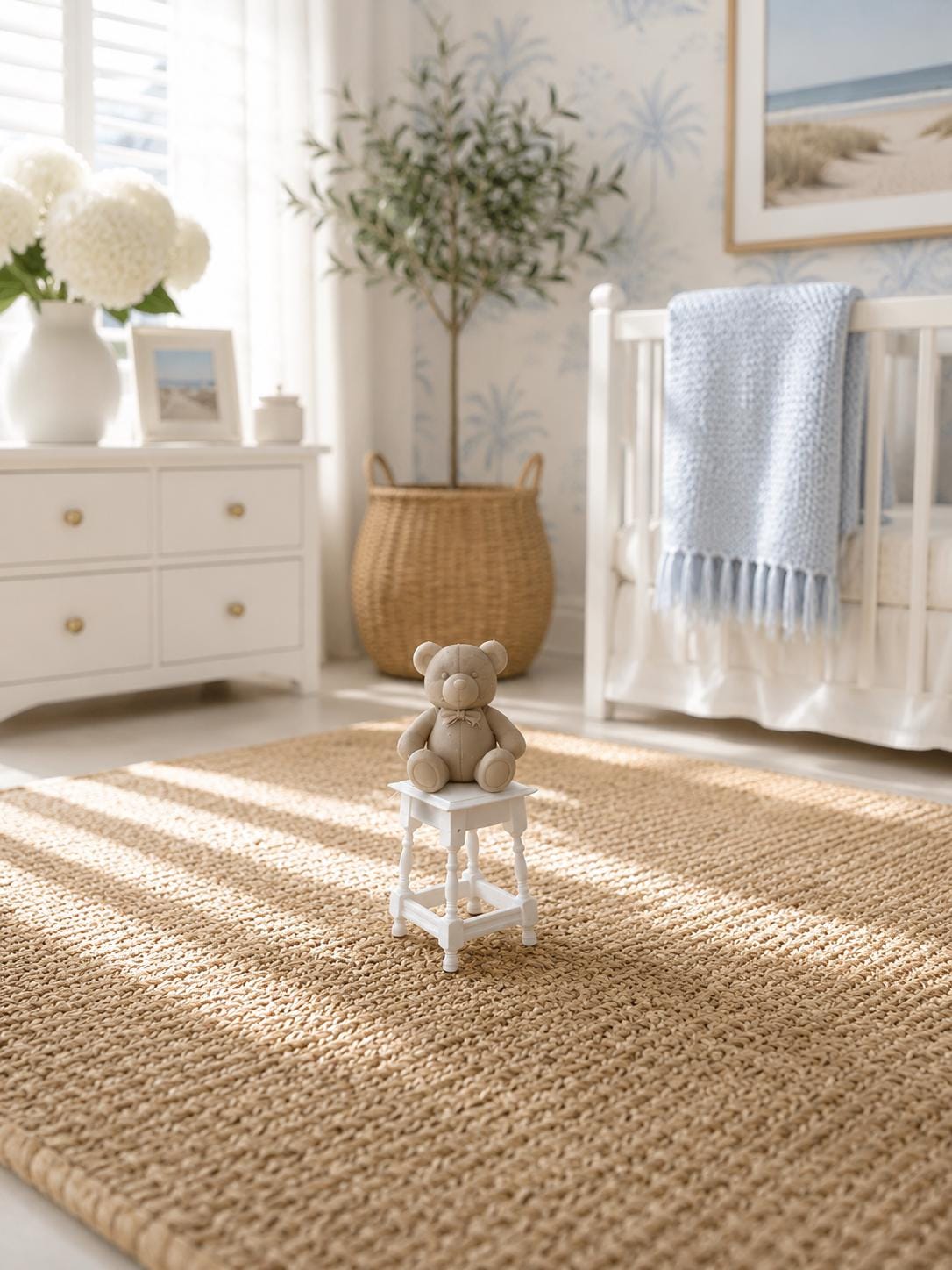 Miniature Nursery Essentials Set | 1:12 Dollhouse High Chair, Baby Walker & Potty Chair | Hamptons Baby Furniture