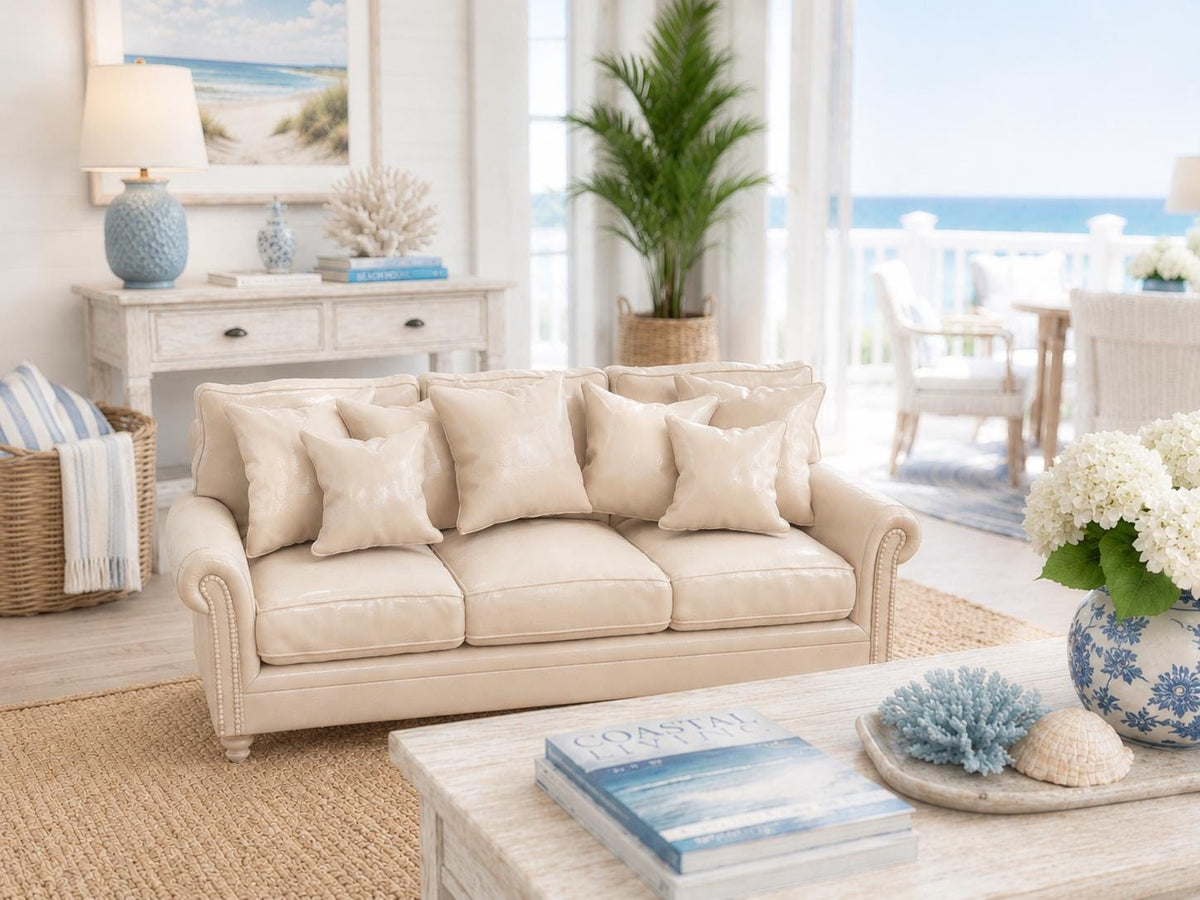 Sofa with Cushions | 1:12 Dollhouse Furniture | Hamptons Coastal Miniature Lounge