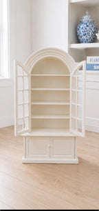 Hamptons Arched Display Cabinet | 1:12 Dollhouse Miniature Furniture | Coastal Glass Door Bookcasenet