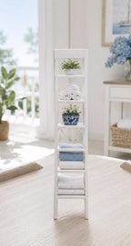 Hamptons Decorative Ladder | 1:12 Dollhouse Miniature Furniture | Coastal Ladder Shelf & Plant Display