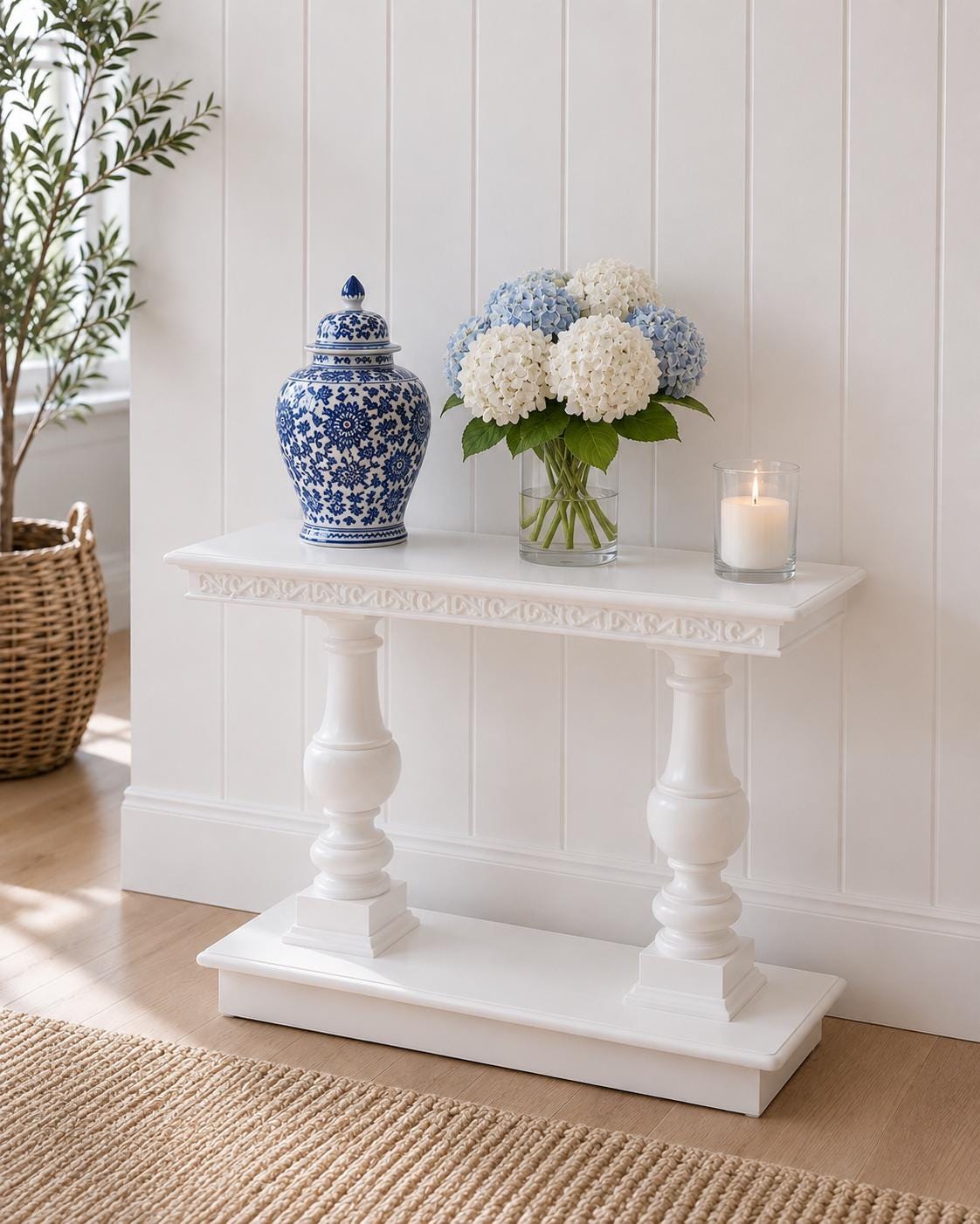 Hamptons Console Table | 1:12 Dollhouse Miniature Furniture | Coastal Entry Hall & Sofa Table