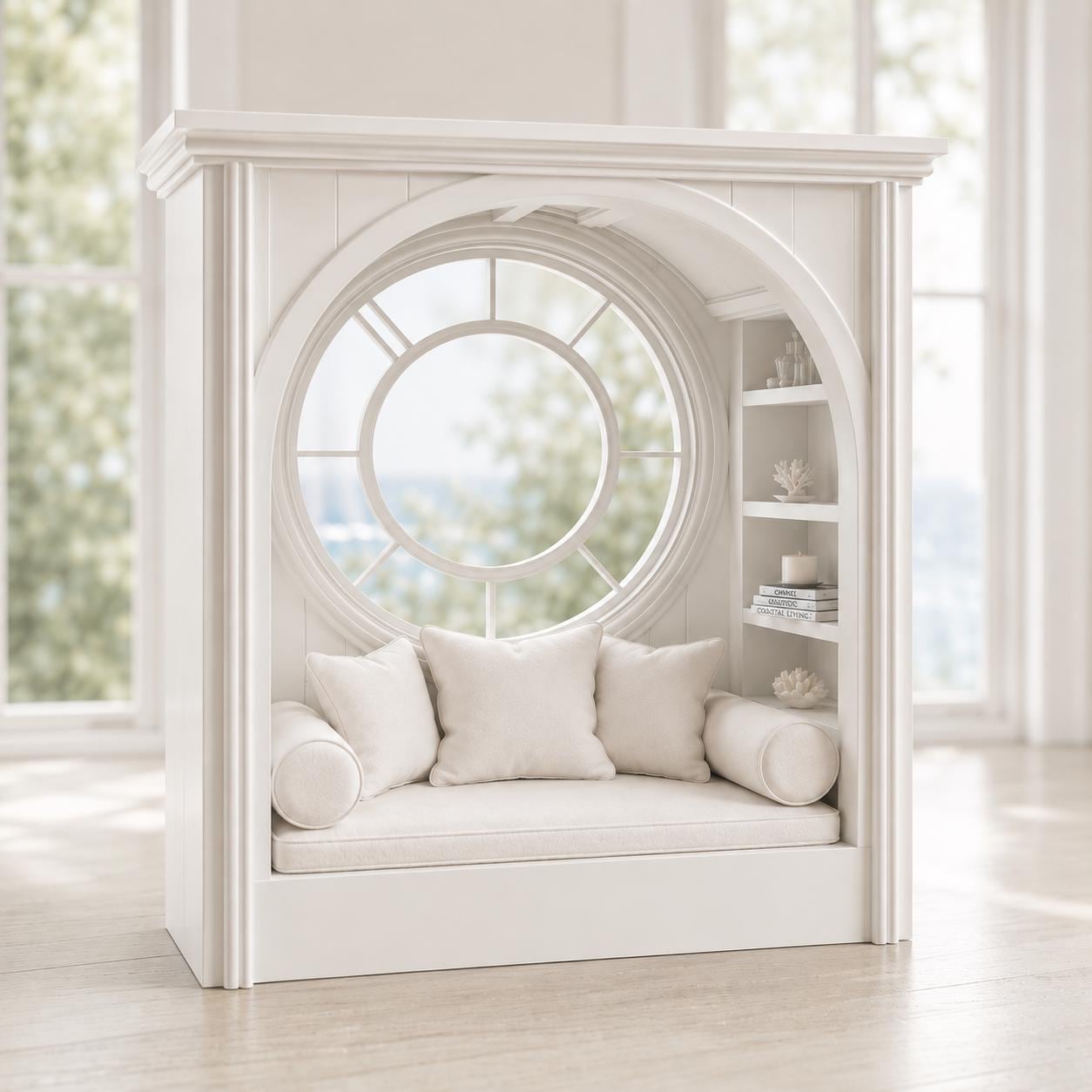 Dollhouse Art Window Seat 1:12 Miniature Hamptons Coastal Furniture Diorama Wall