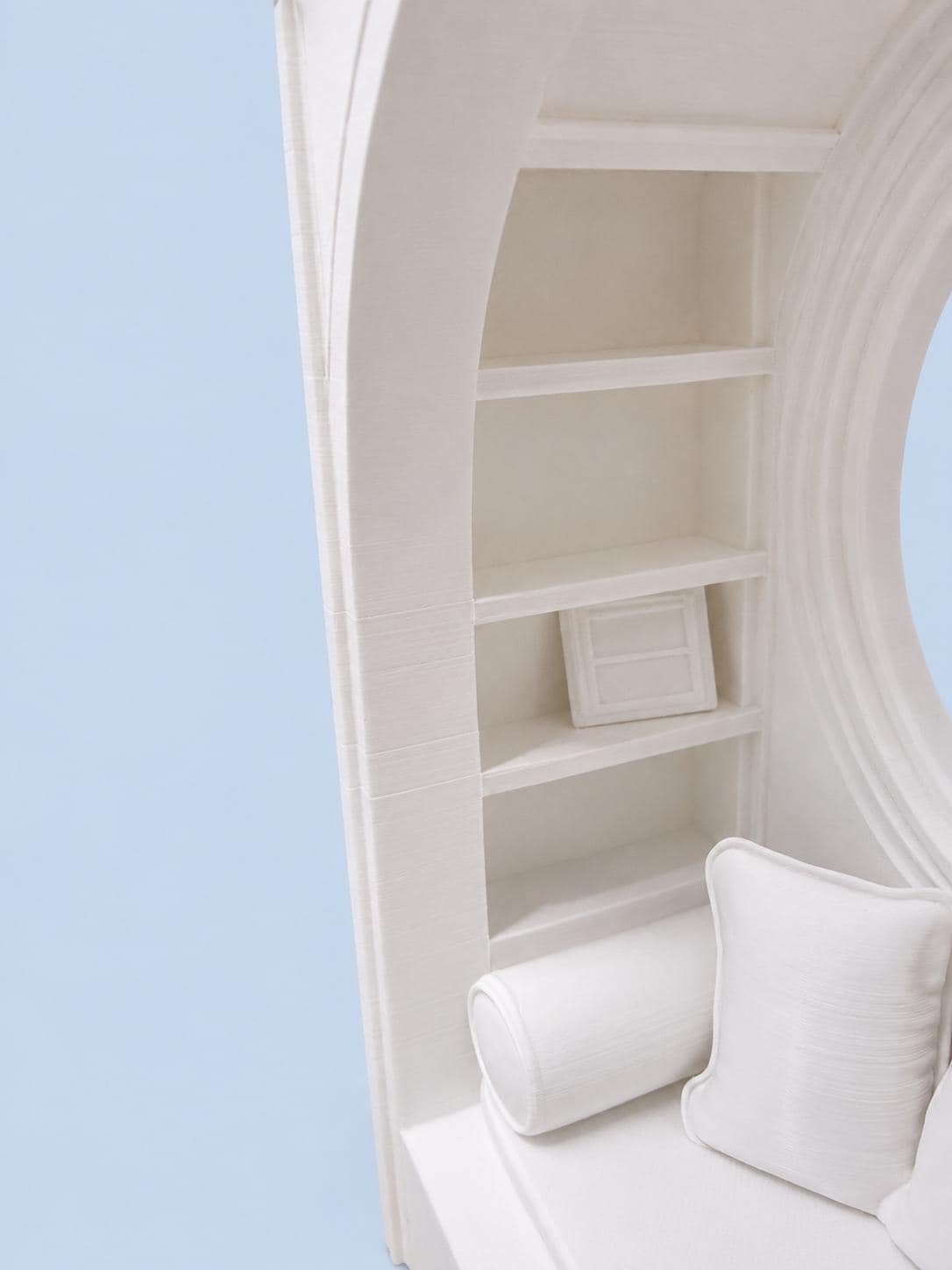 Hamptons Window Seat with Round Window | 1:12 Dollhouse Miniature Reading Nook