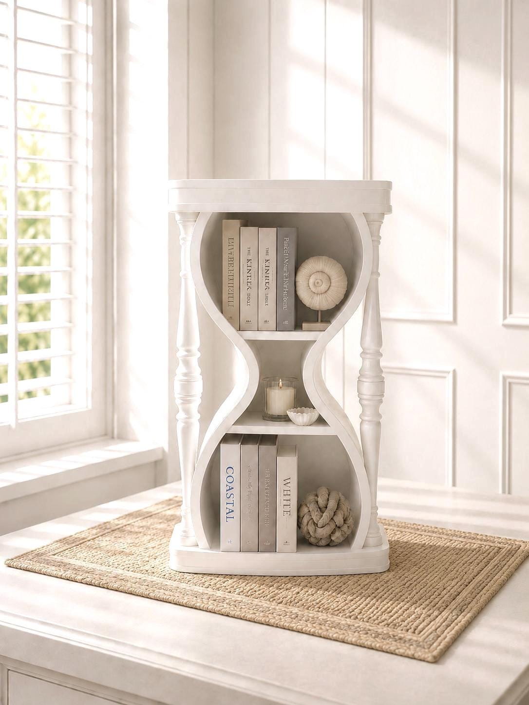Hourglass Bookcase | 1:12 Dollhouse Furniture | Hamptons Coastal Miniature Bookcase