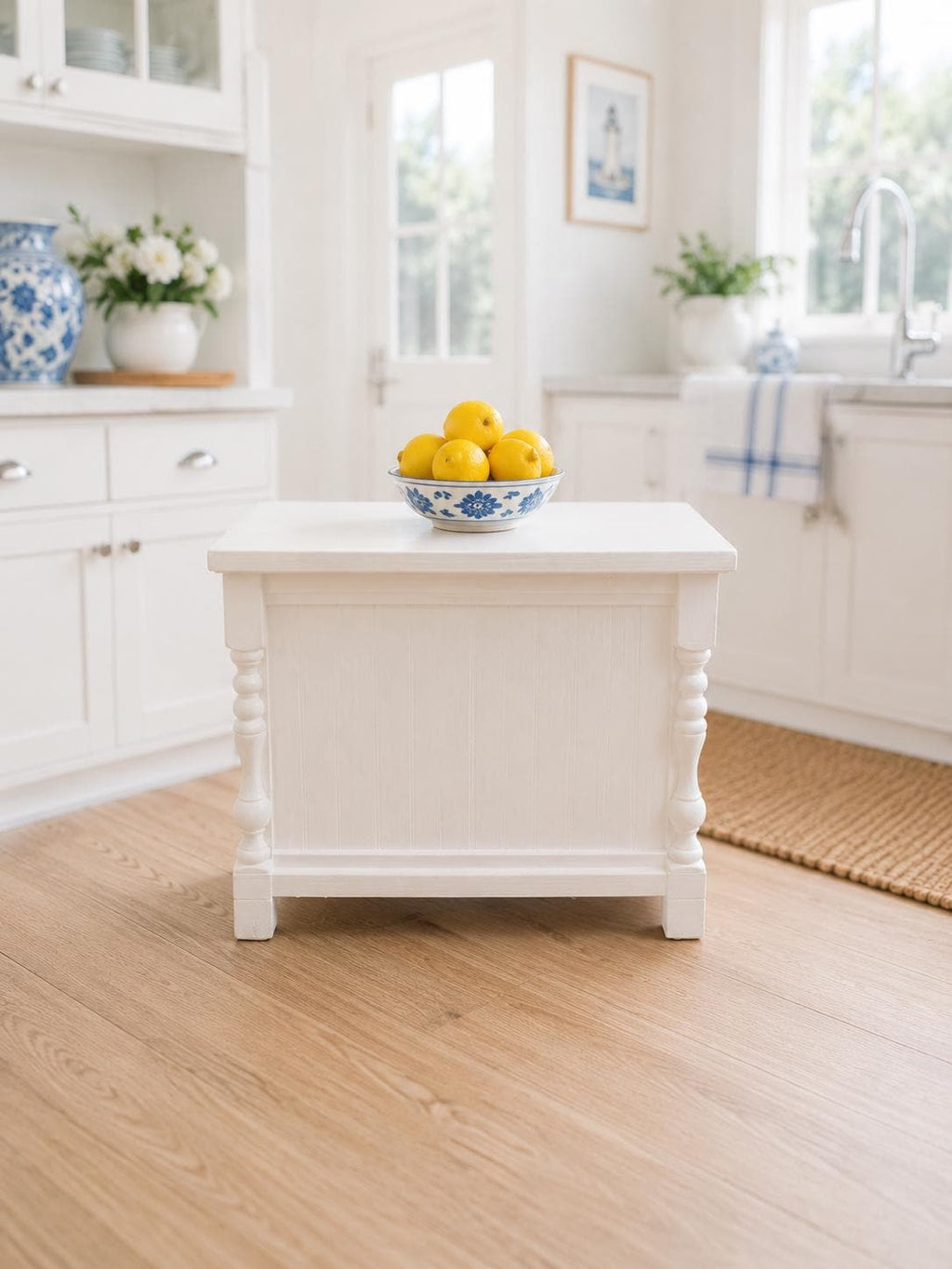 Hamptons Kitchen Island | 1:12 Dollhouse Miniature Kitchen Furniture | Coastal Work Table