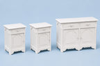 Bedside Tables & Sideboard Set | 1:12 Dollhouse Furniture | Hamptons Miniature Bedroom