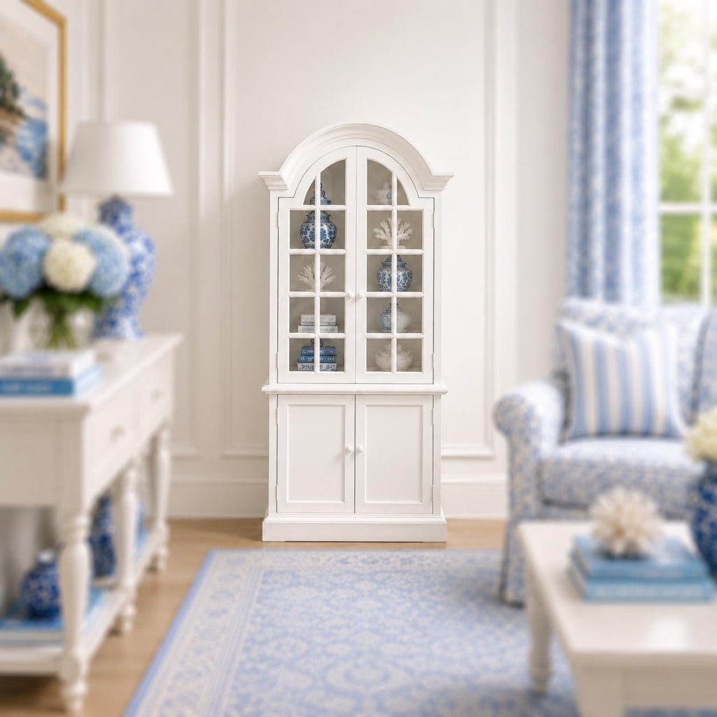Arched Display Cabinet | 1:12 Dollhouse Furniture | Hamptons Coastal Miniature Cabinet