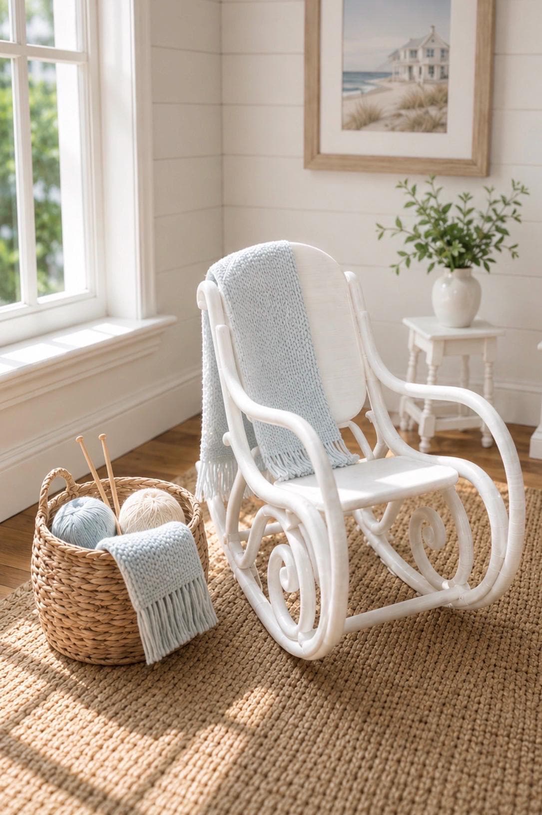 Dollhouse Rocking Chair | 1:12 Bentwood Scroll Rocker | Hamptons Coastal Miniature Furniture