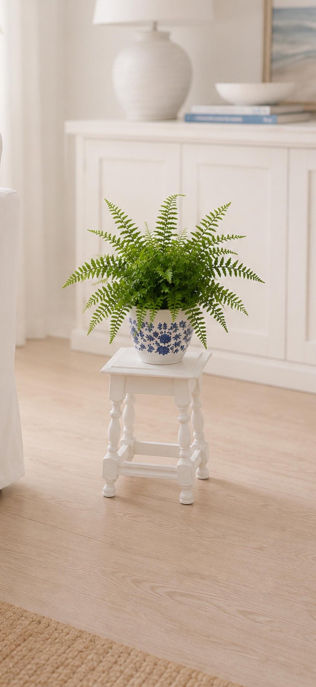 Miniature Hamptons Stool | 1:12 Dollhouse Furniture | Coastal Kitchen Bathroom Stool