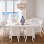 Hamptons Dining Table & Tufted Chair Set | 1:12 Dollhouse Miniature Dining Furniture