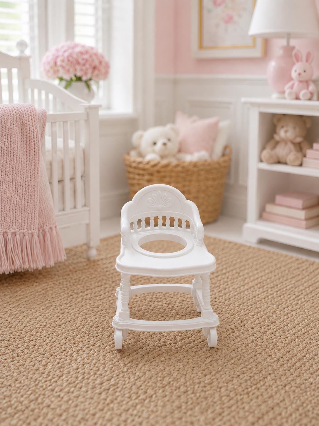Miniature Baby Walker | 1:12 Dollhouse Nursery Furniture | Hamptons Coastal Baby Room