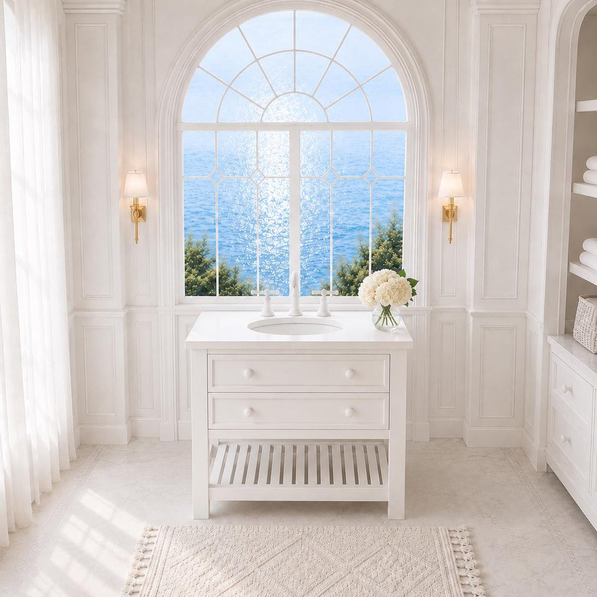 Bathroom Vanity with Basin | 1:12 Dollhouse Furniture | Hamptons Miniature Bathroom