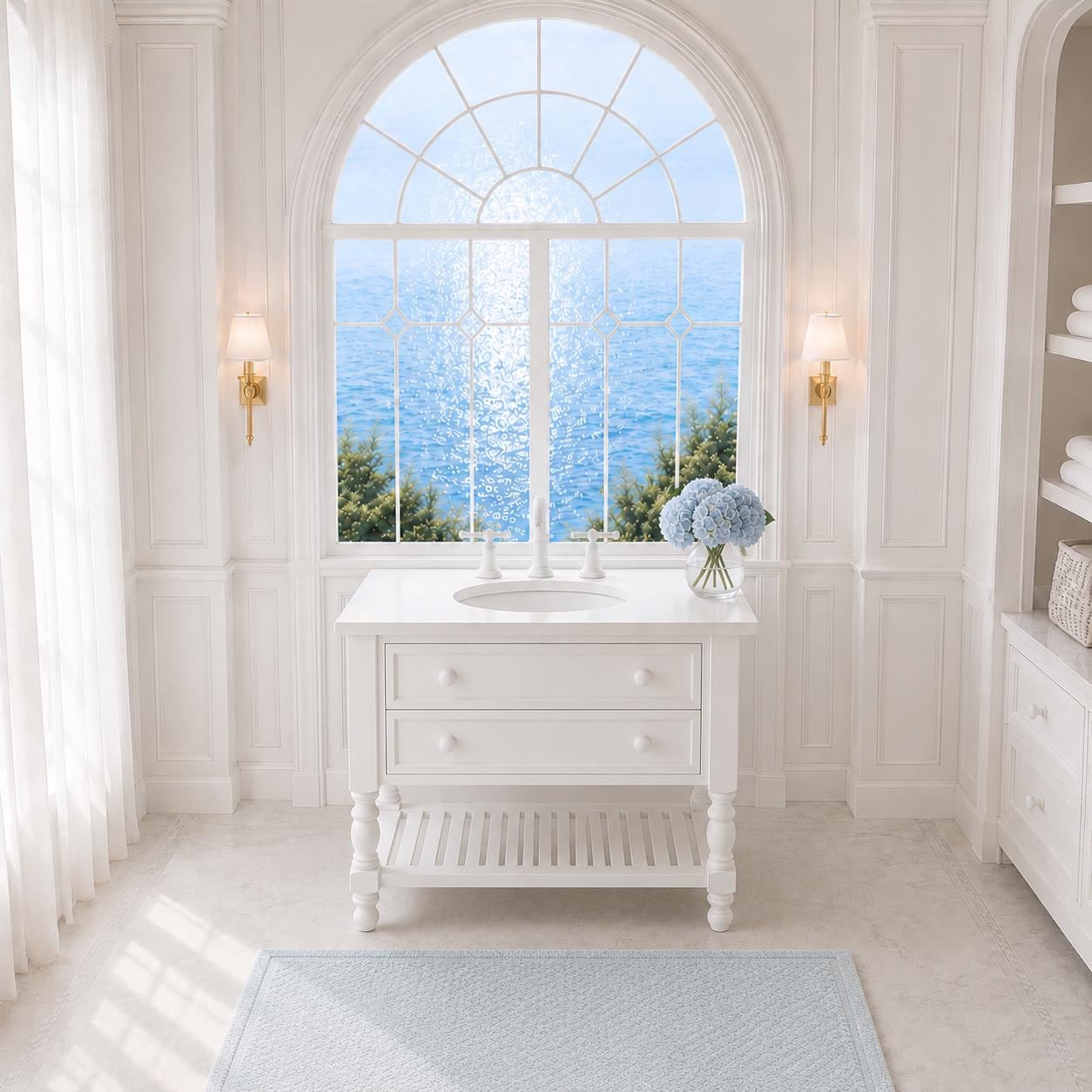 Dollhouse Bathroom Vanity Basin Faucets Hamptons Miniature Coastal Luxe
