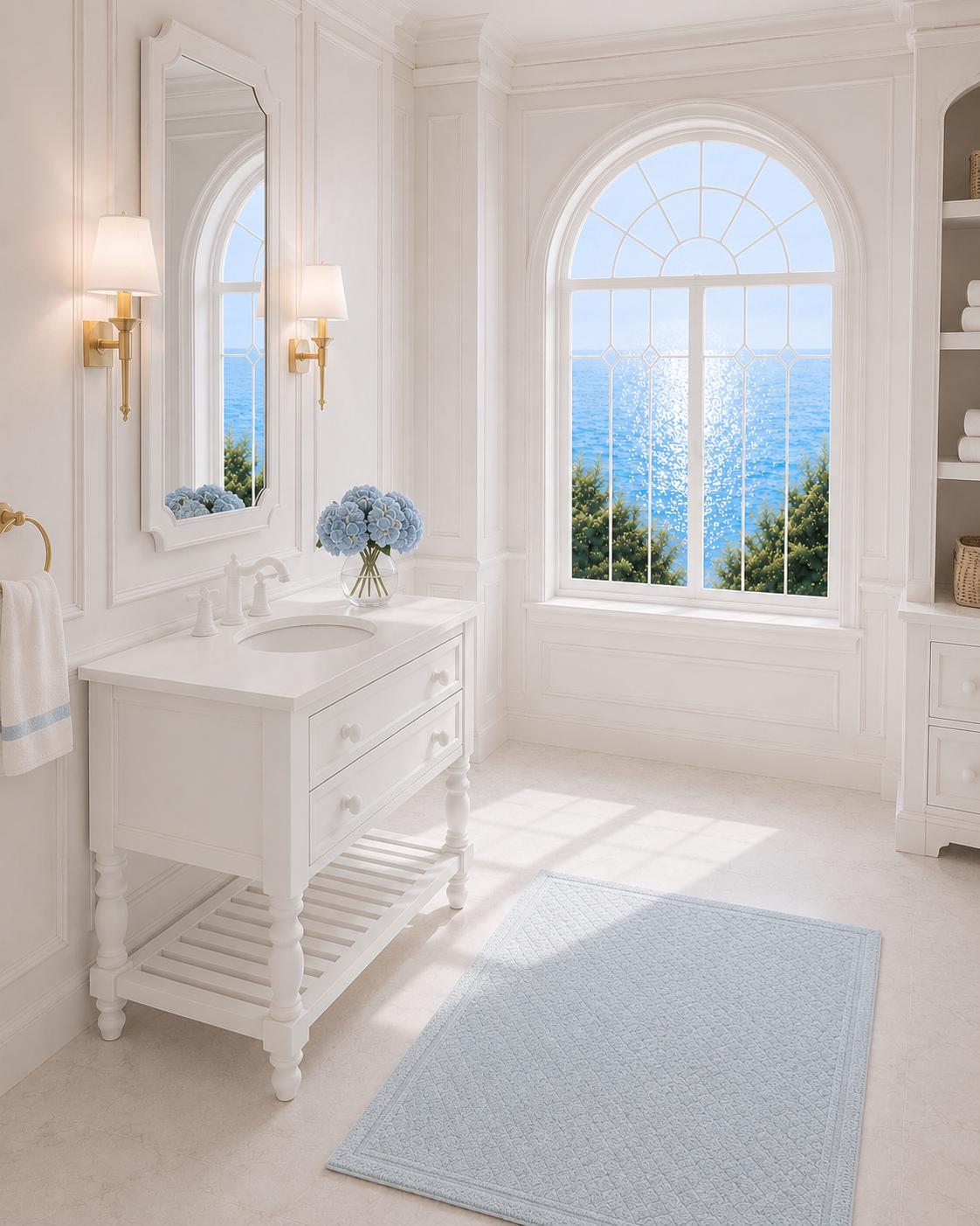 Hamptons Bathroom Vanity with Sink | 1:12 Dollhouse Miniature Furniture | Coastal Bathroom Cabinet