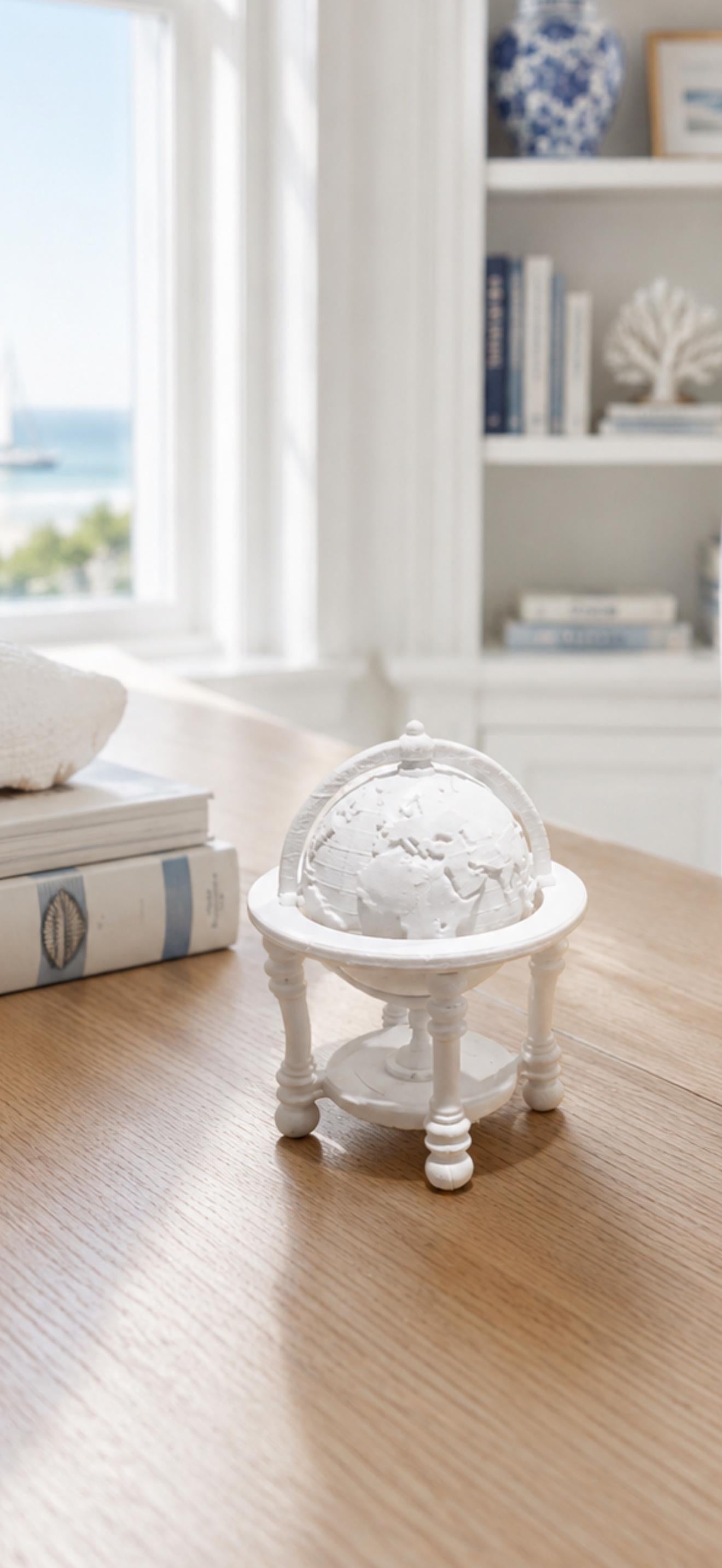 Miniature World Globe | 1:12 Dollhouse Globe on Stand | Hamptons Study & Library Décor