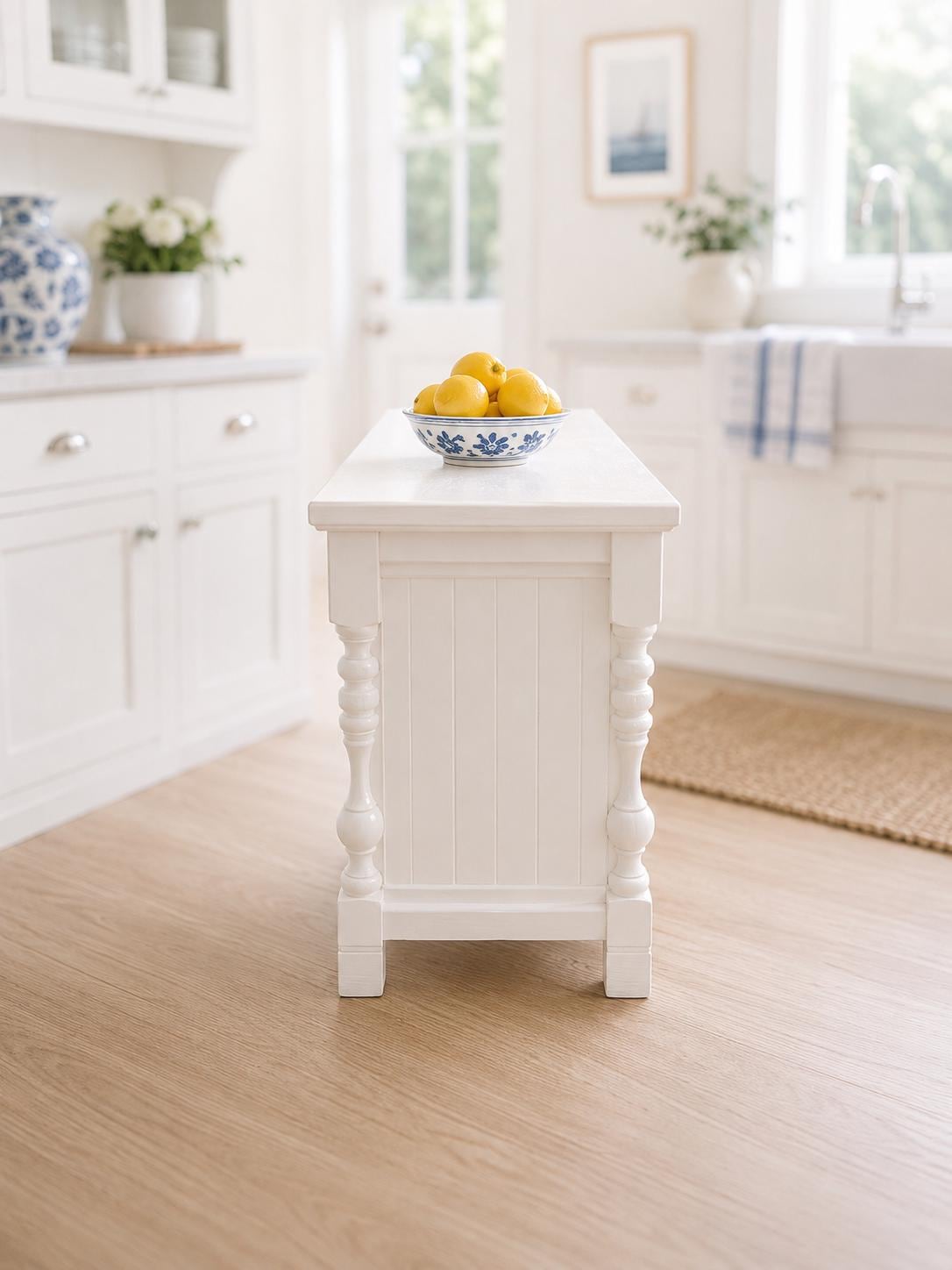 Hamptons Kitchen Island | 1:12 Dollhouse Miniature Kitchen Furniture | Coastal Work Table