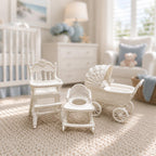 Baby Nursery Furniture Set | 1:12 Dollhouse | Hamptons Miniature Pram High Chair Walker