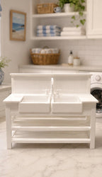 Hamptons Double Laundry Sink | 1:12 Dollhouse Miniature Furniture | Coastal Utility Sink