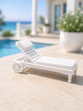 Hamptons Poolside Sun Lounger | 1:12 Dollhouse Outdoor Furniture | Miniature Chaise Lounge with Cushion