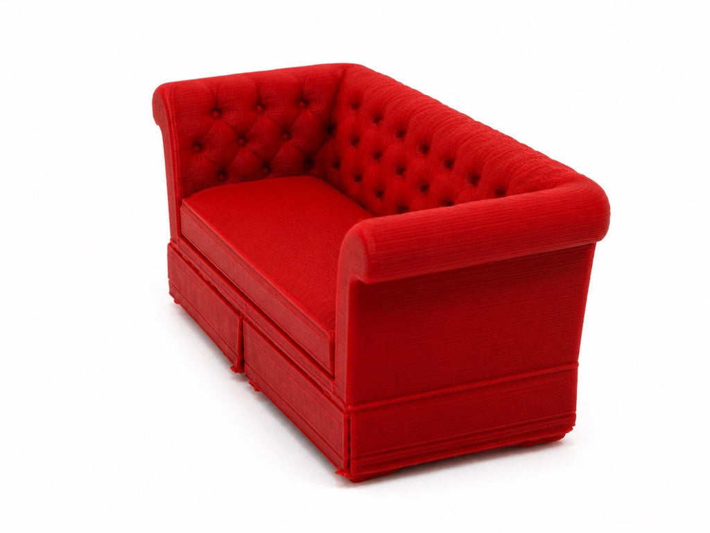 Red Chesterfield Sofa | 1:12 Dollhouse Miniature Christmas Furniture | Festive Lounge