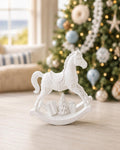Dollhouse Christmas Rocking Horse | 1:12 Hamptons Coastal Miniature | White Rocking Horse Holiday Nursery Decor