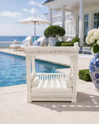 Hamptons Poolside Furniture Set | 1:12 Dollhouse Miniatures | Cabana, Sun Lounger & Drinks Trolley