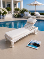 Hamptons Poolside Furniture Set | 1:12 Dollhouse Miniatures | Cabana, Sun Lounger & Drinks Trolley