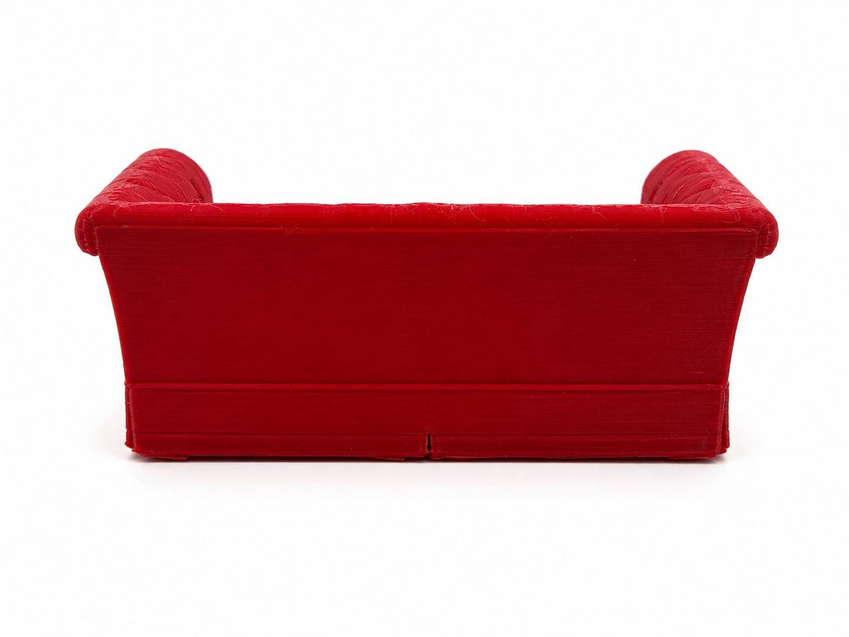 Red Chesterfield Sofa | 1:12 Dollhouse Miniature Christmas Furniture | Festive Lounge