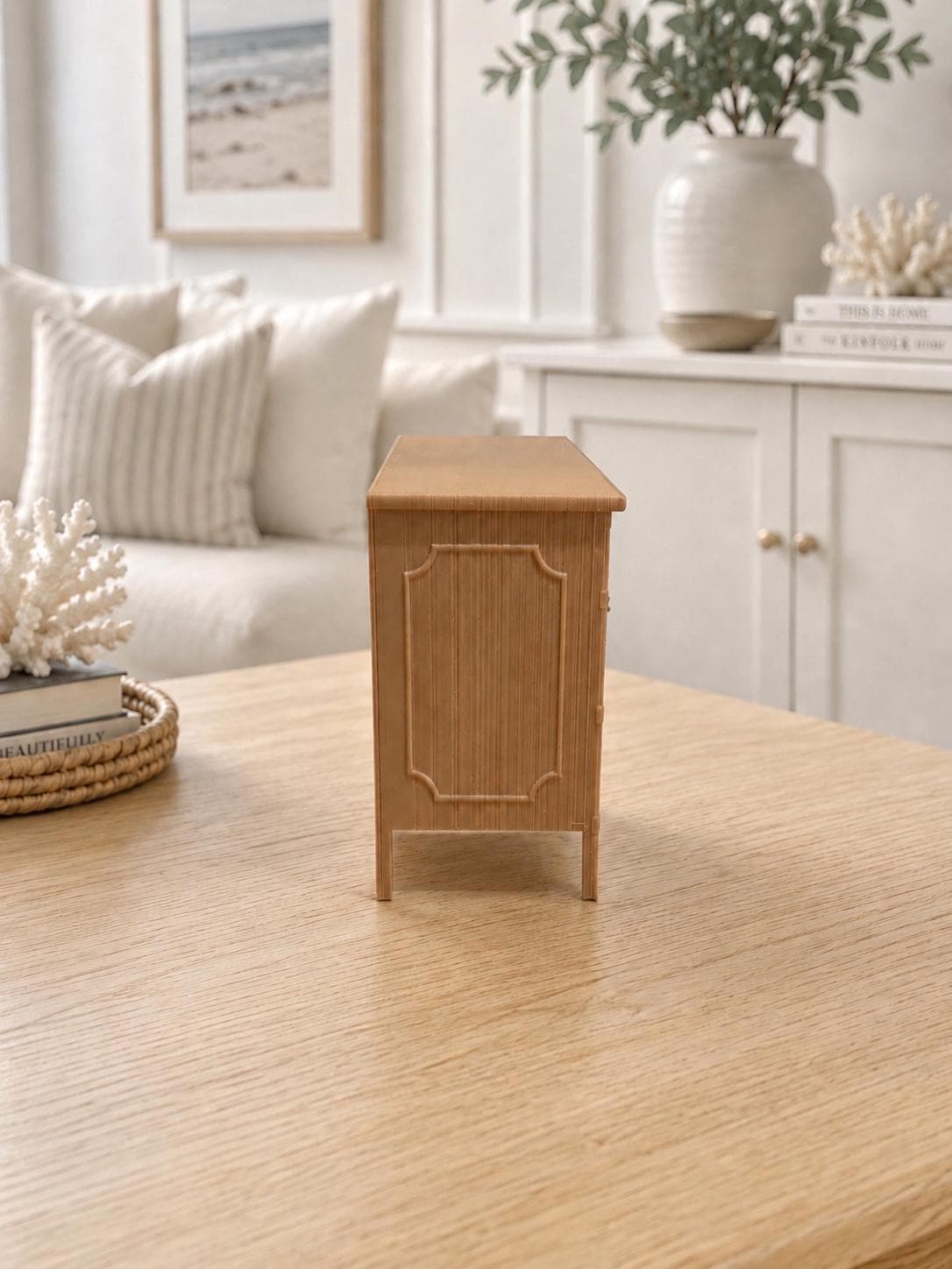 Hamptons Three Drawer Chest | 1:12 Dollhouse Miniature Furniture | Coastal Bedroom Dresser