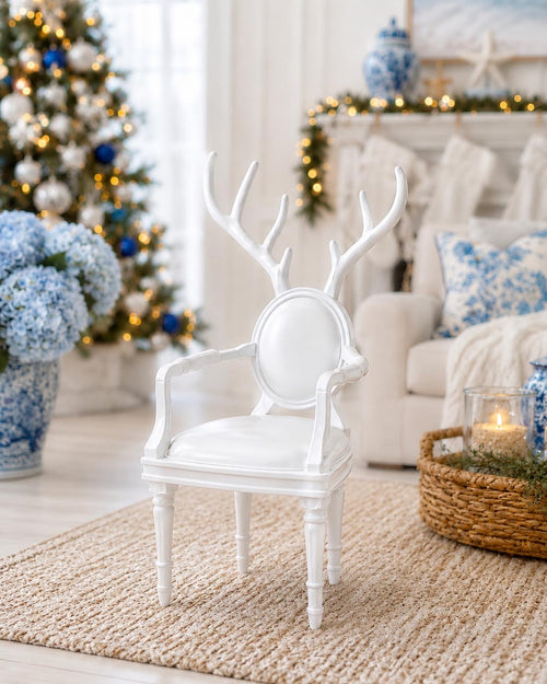 Christmas Reindeer Chair | 1:12 Dollhouse Miniature Furniture | Hamptons Holiday Accent Chair