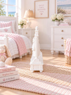 Hamptons Girls Dress Rack | 1:12 Dollhouse Miniature Nursery Furniture | White Clothing Rail and Dresses