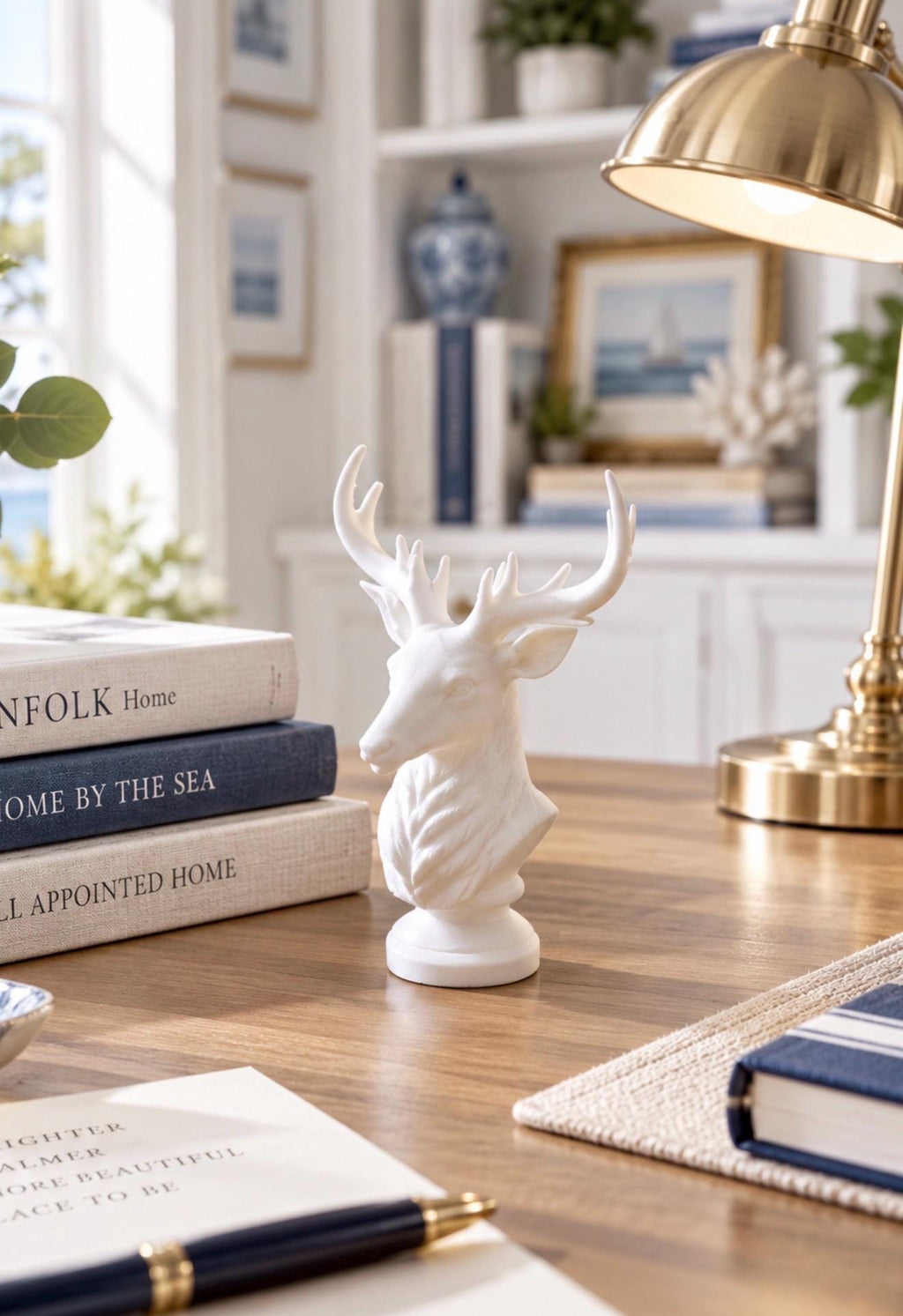 Christmas Deer Bust Ornament | 1:12 Dollhouse Miniature Decor | Hamptons Coastal Christmas Accent