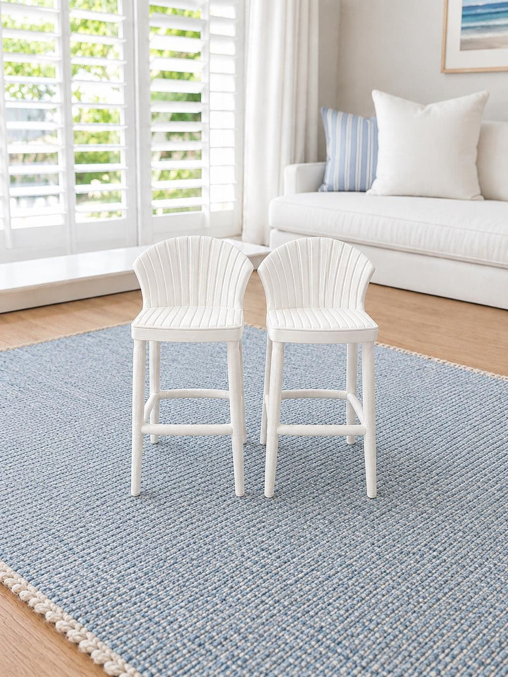 Hamptons Counter Stools Set | 1:12 Dollhouse Miniature Bar Stools | Coastal Kitchen Furniture