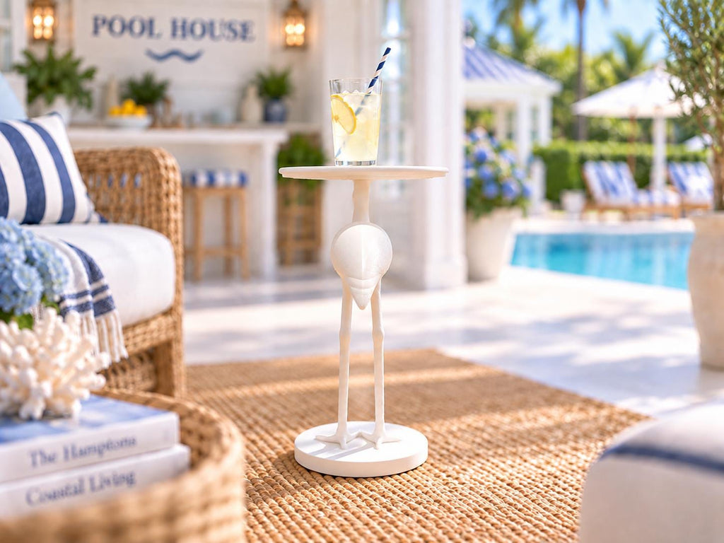 Hamptons Flamingo Side Table | 1:12 Dollhouse Miniature Furniture | Coastal Accent Table