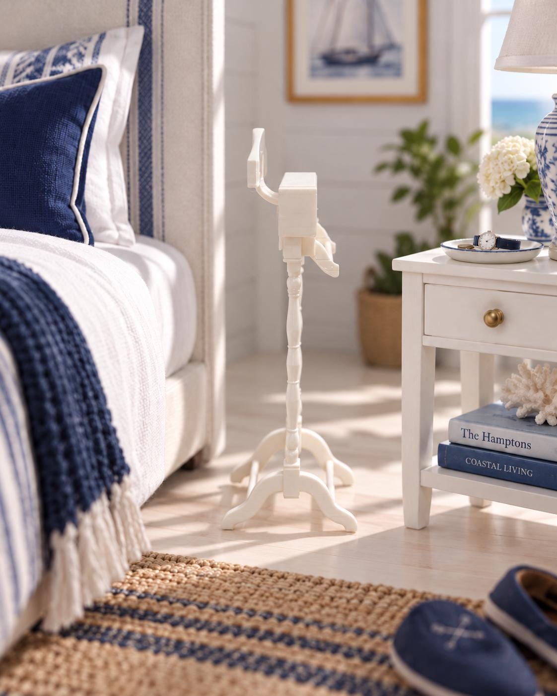 Hamptons Gentleman’s Valet Stand | 1:12 Dollhouse Miniature Bedroom Furniture | Coastal Dressing Stand