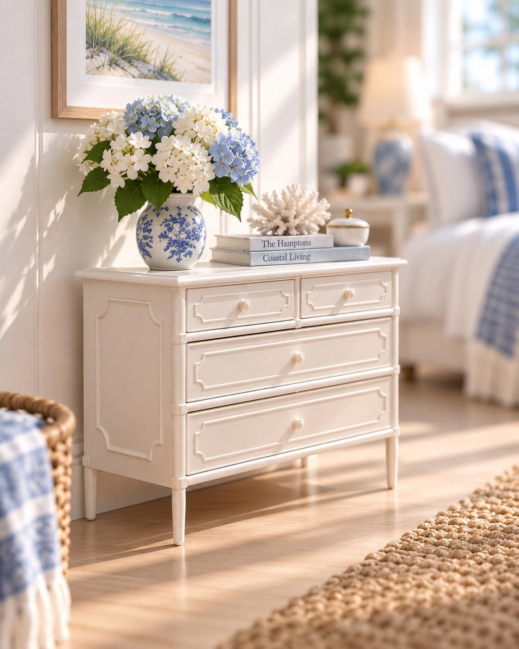 Hamptons Chest of Drawers | 1:12 Dollhouse Miniature Furniture | Coastal Bedroom Dresser