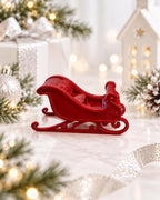 Christmas Sleigh | 1:12 Dollhouse Miniature Holiday Decor | Red Santa Sleigh