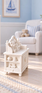 Hamptons Nursery Storage Chest | 1:12 Dollhouse Miniature Furniture | White Toy Box or Changing Bench