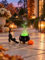 Halloween Witch’s Cauldron, Pumpkin and Black Cat Set | 1:12 Scale Dollhouse Halloween Miniatures