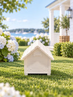 Hamptons Dog House | 1:12 Dollhouse Miniature Pet House | Coastal Garden Kennel