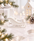 Hamptons Christmas Sleigh | 1:12 Dollhouse Miniature Holiday Decor | Signature Milky White Santa Sleigh