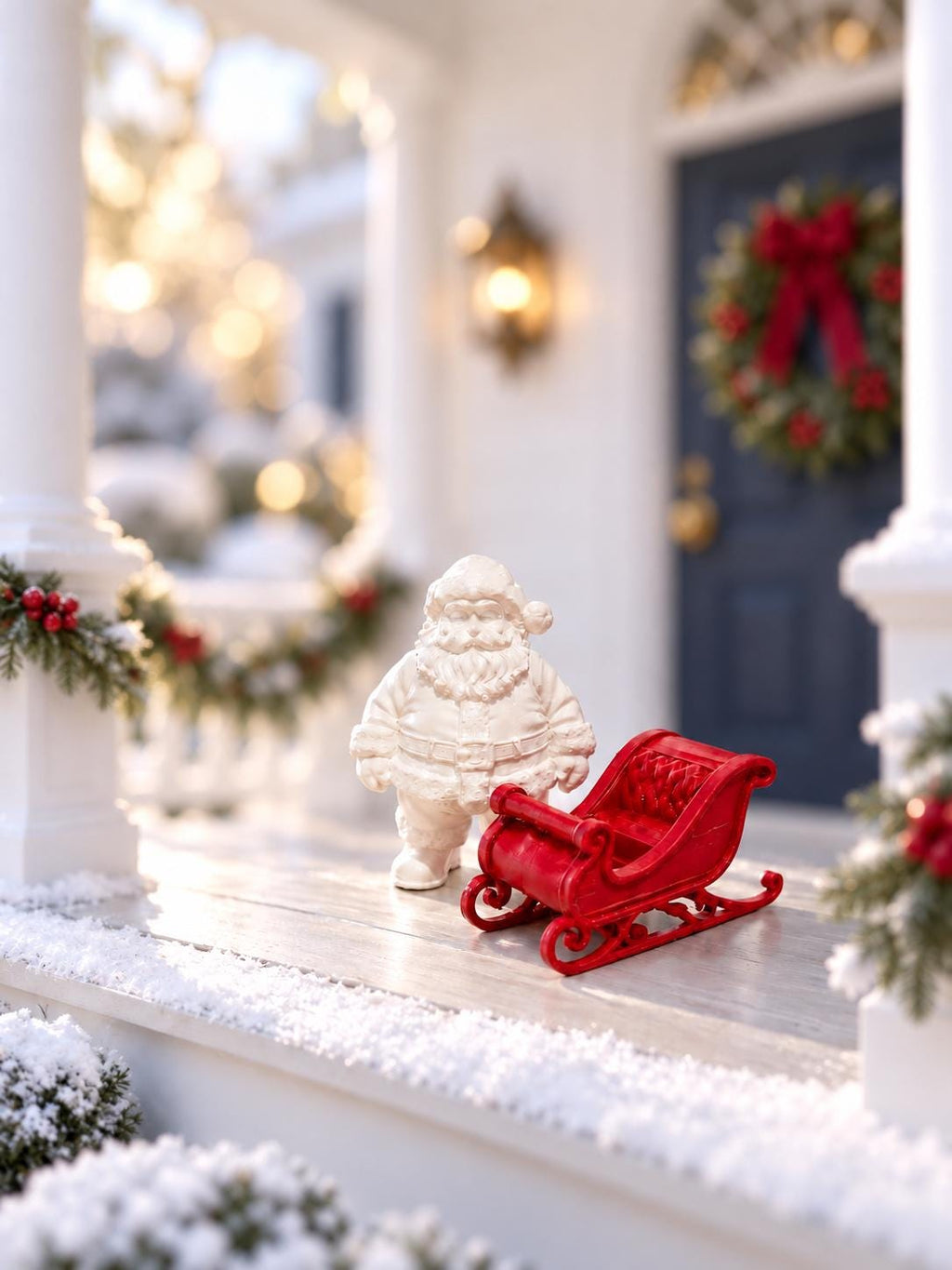 Santa and Christmas Sleigh Set | 1:12 Dollhouse Miniature Christmas Decor | Traditional Holiday Set