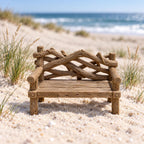 Driftwood Beach Bench | 1:12 Scale Dollhouse Garden Furniture | Coastal Miniature Bench