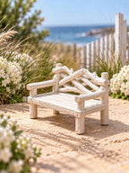 White Driftwood Beach Bench | 1:12 Scale Coastal Dollhouse Garden Furniture
