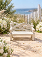 White Driftwood Beach Bench | 1:12 Scale Coastal Dollhouse Garden Furniture